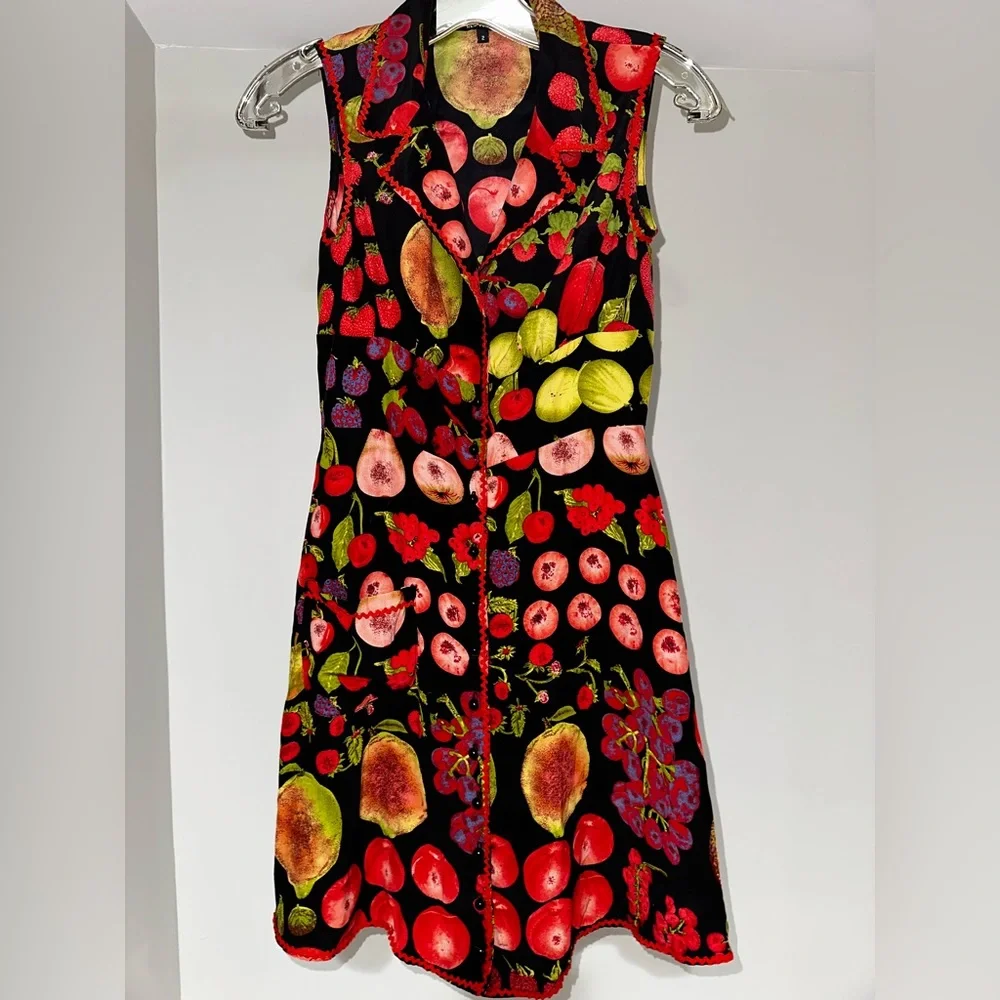 Betsey Johnson VINTAGE ULTRA RARE fruit dress! Women’s size 2 🍒🍓🍇🍎🍉 - Picture 3 of 6